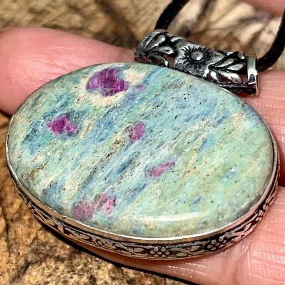 Thick Bail- Ruby Fuchsite Pendant 1 1/2”x 1 1/2” - Picture 4 of 11